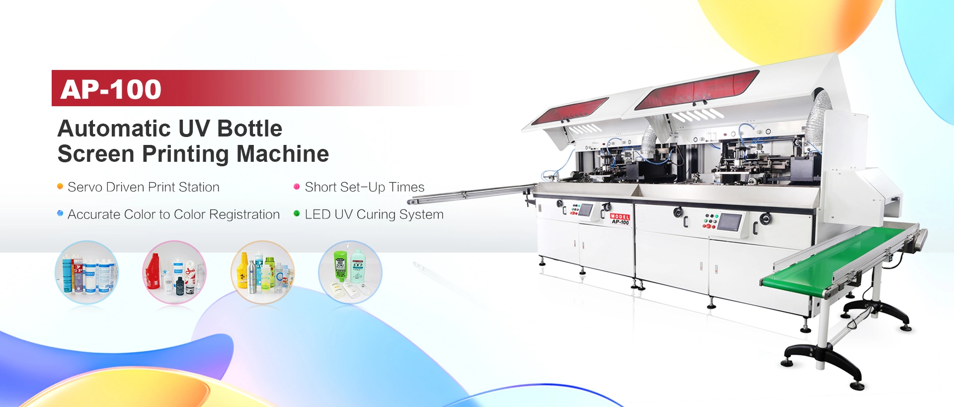 once_tech_ap_100_automatische_uv_flaschen_siebdruck_maschine